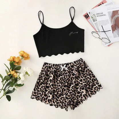 Alien Print Sling Pajamas Set (Top And Shorts)