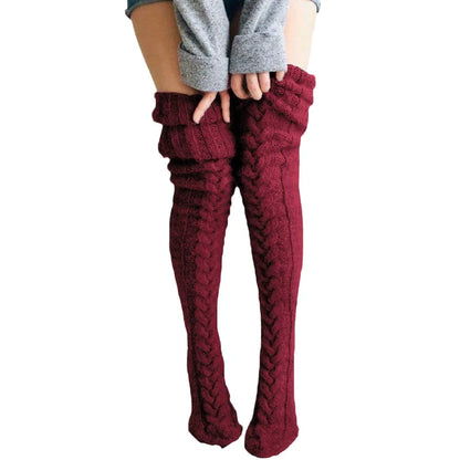 Women's Stockings Wool Foot Warmers Fashion Lady Stockings Cute Autumn Winter Solid Color Thigh-high Socks Acrylic Fibers