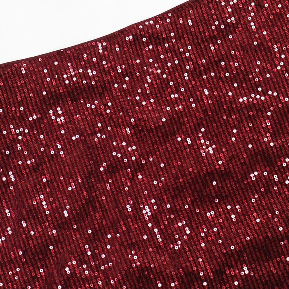 Sequin Halter Crop Top + Mini Skirt Matching Sets