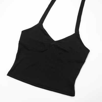 Halter Backless Vest + Stretchy Short Matching Sets