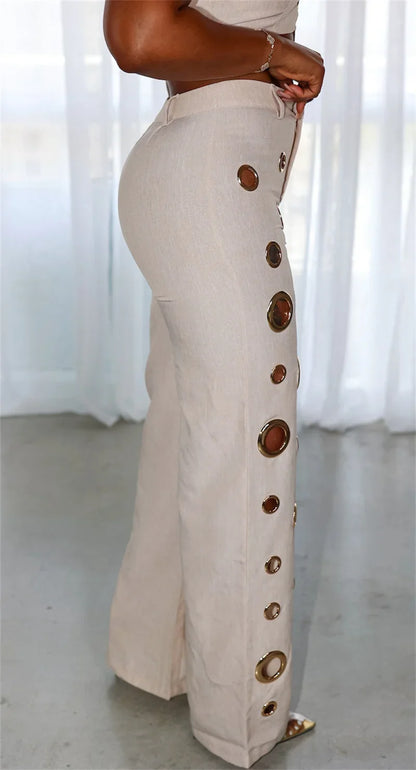 Festival Clothing Halter Crop Top + Pant Sets