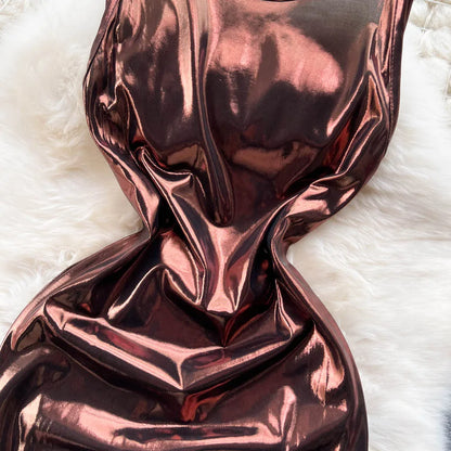 Shiny Satin Backless Maxi Dresses