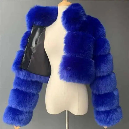Luxury Fashion Women's Faux Fur Coat (zipper)
