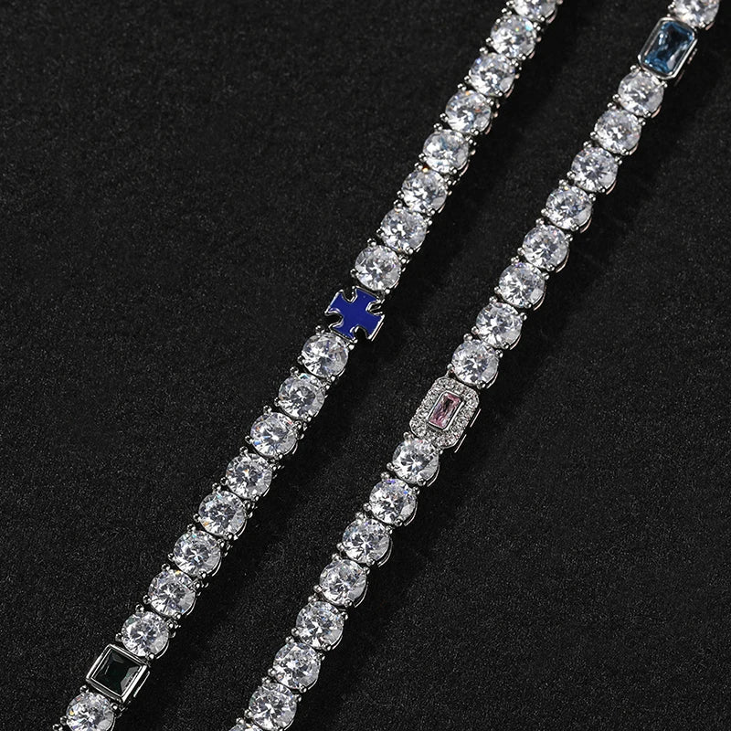 CZ Stone Paved Tennis Link Chain Necklaces Unisex Jewelry