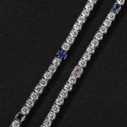 CZ Stone Paved Tennis Link Chain Necklaces Unisex Jewelry