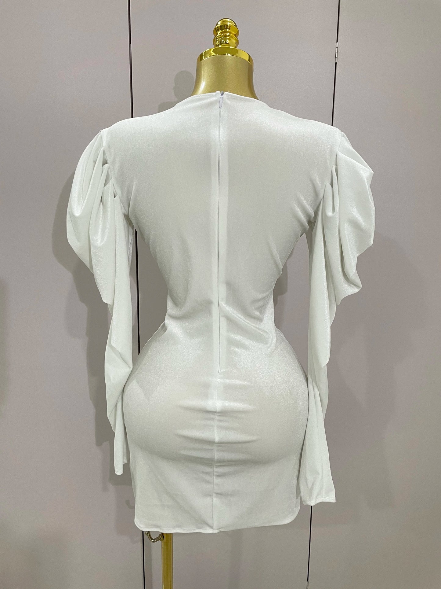 Luxury Sparkly Crystal White Velvet Mini Dresses