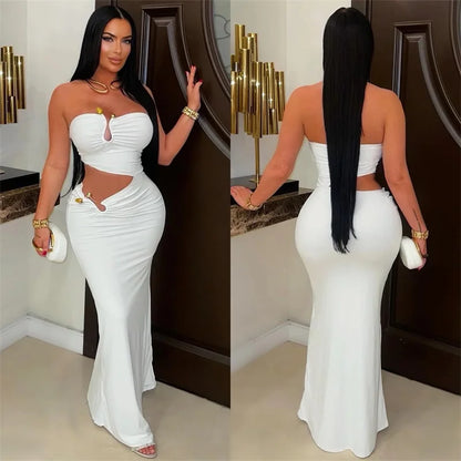 Strapless Cut Out Sheath Slim Club Wear Night Out Bodycon Maxi Dresses (Vestidos Elegantes)