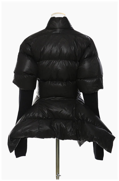 Cotton-padded Coat Lapel Loose Zipper Solid Color Coats