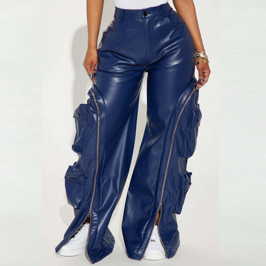 Leather PU Cargo Pants High Waist Y2K Streetwear