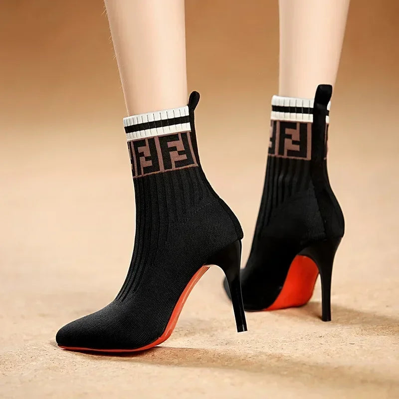 Laila Pointed High-heeled Elastic Ankle Boots