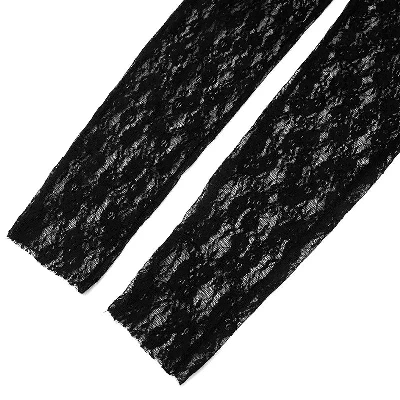 Joskaa Women's Jacquard  Lace Leggings Patchwork Sexy See Through High Waist Pencil Pants Female Bottoms Midnight Party Clubwear