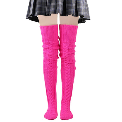 Women's Stockings Wool Foot Warmers Fashion Lady Stockings Cute Autumn Winter Solid Color Thigh-high Socks Acrylic Fibers