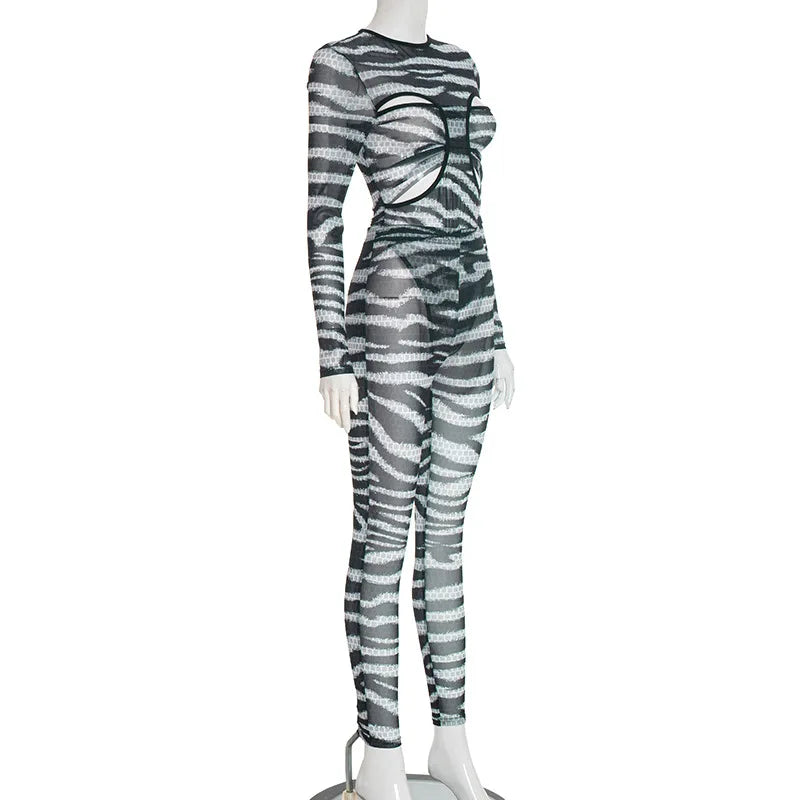 Hollow Out Jumpsuit and Top Zebra Stripes Matching Sets (New Style 🔥)