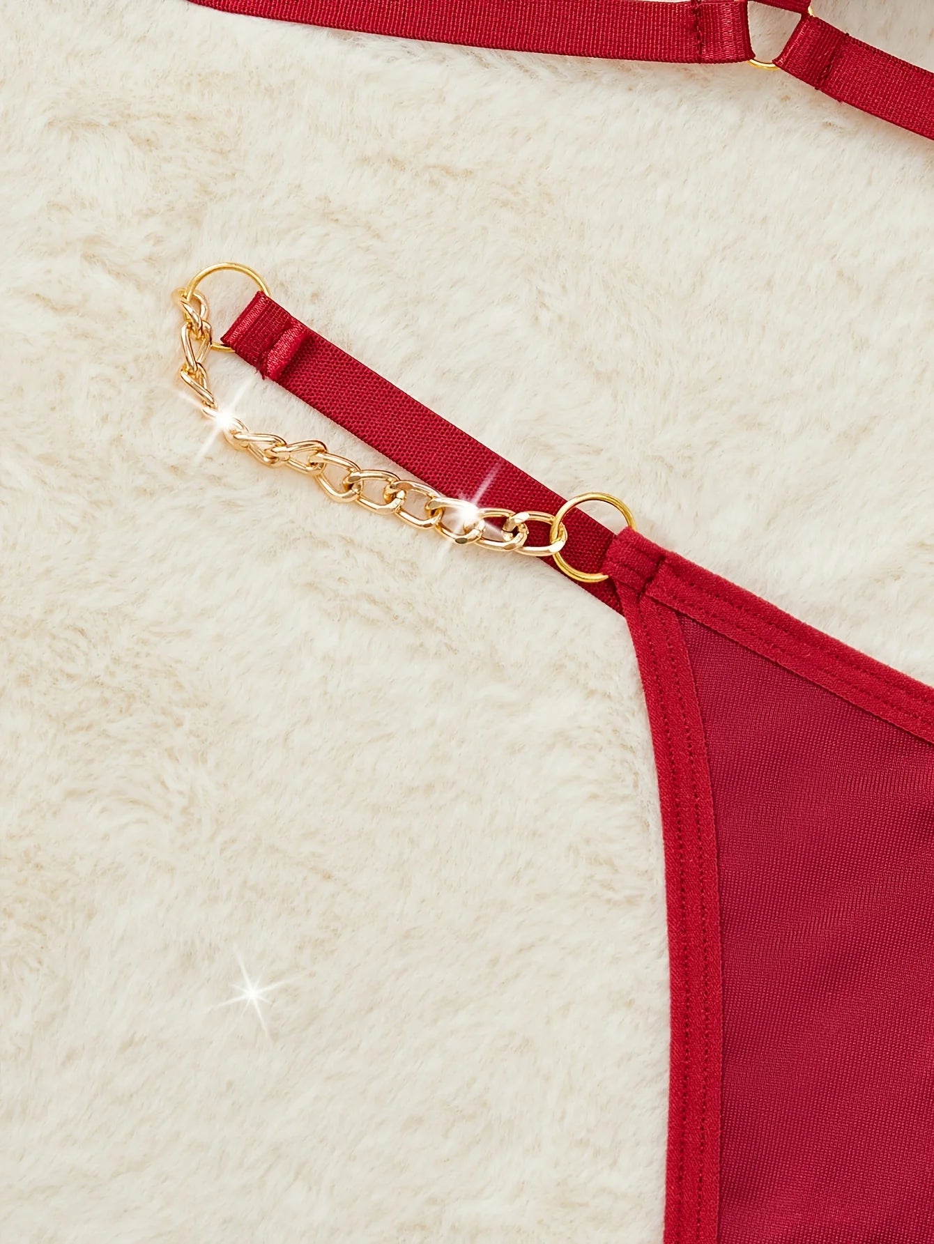 Lingerie Set With Gold Chain + Elegant Thong