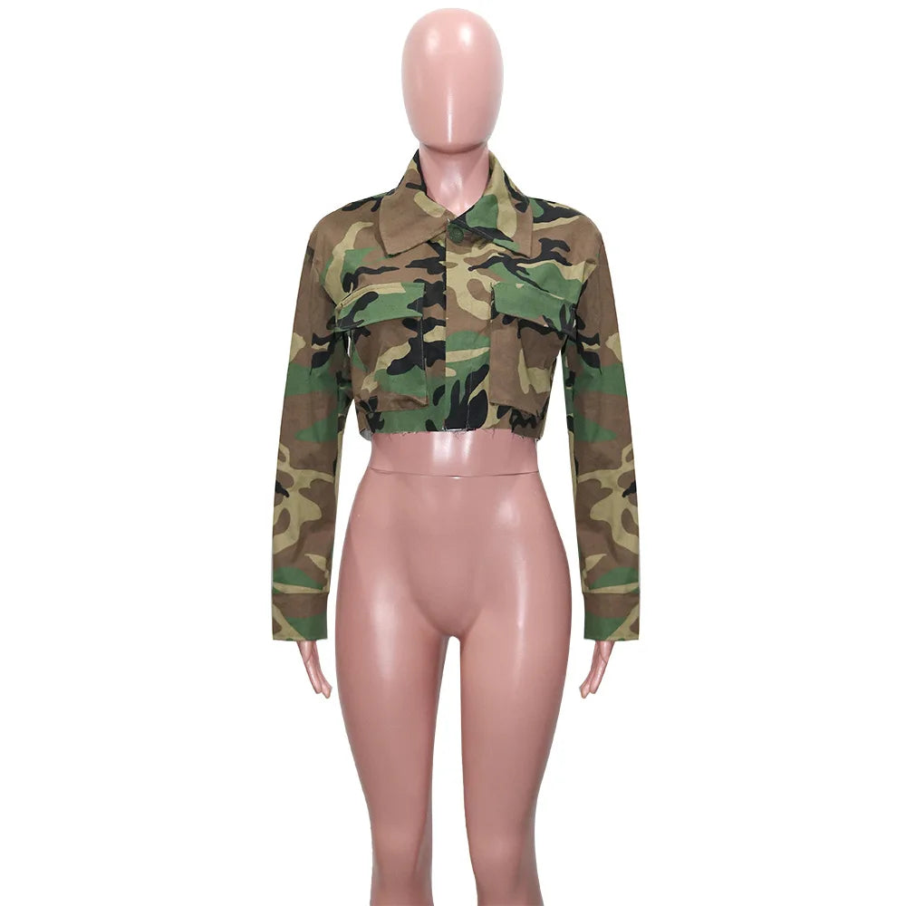 Cathy Cropped Camouflage Jackets