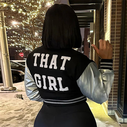 Danire Letter Embroidery Varsity Jackets