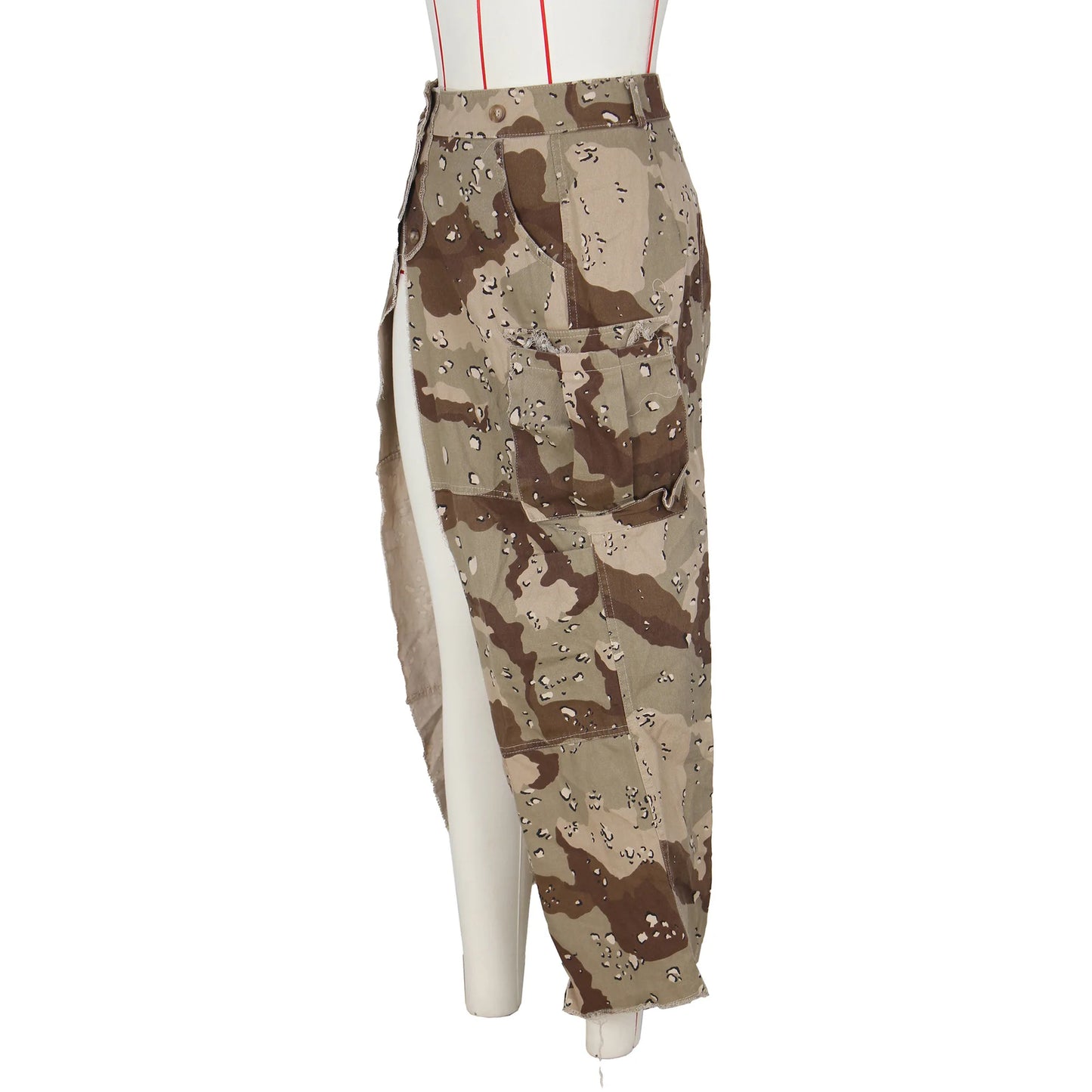 Camo Printing Casual Pockets Skirt (Split)