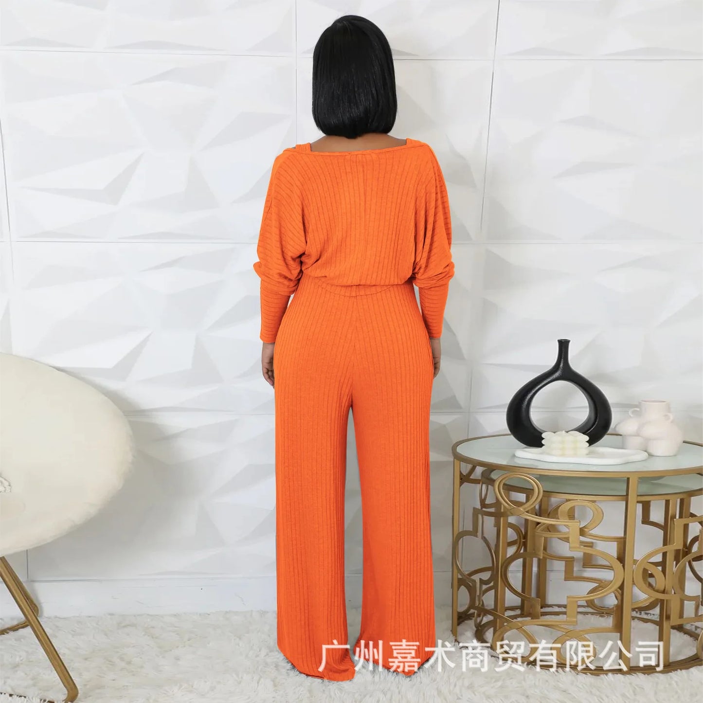 Trendy Solid Color Elastic Wide Leg Jumpsuits (2pcs.)