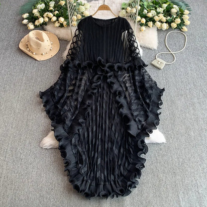 American Style V-neck Irregular Hem Design Dresses 22D1845