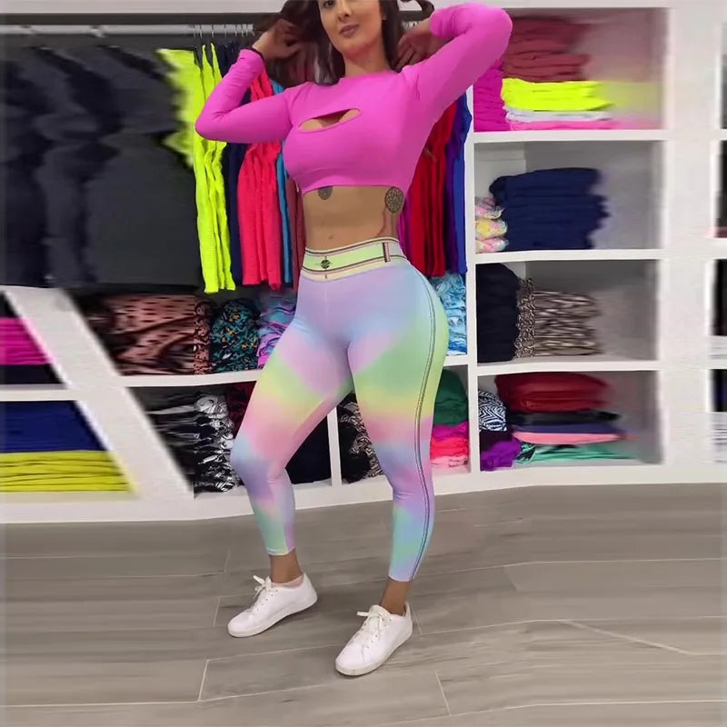Hot Tie-dye Imitation Denim Leggings (Yoga Pants)