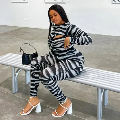 Hollow Out Jumpsuit and Top Zebra Stripes Matching Sets (New Style 🔥)