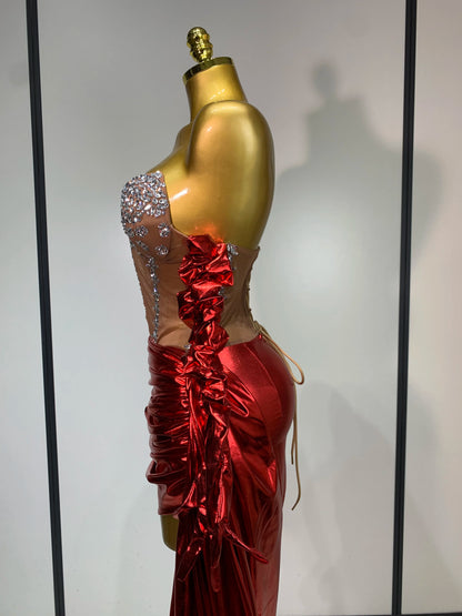 Sparkly Diamonds See Through Mini Dress + Gloves