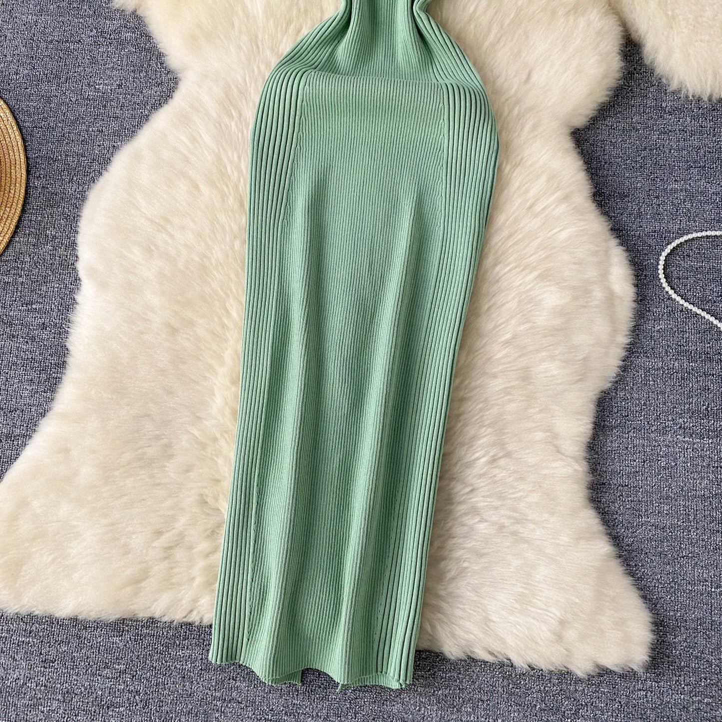 Single Shoulder Ink Knit Dress Backless Tank Striped Slim Bodycon Sundress Women Summer Beachwear Sexy Chic Vestidos