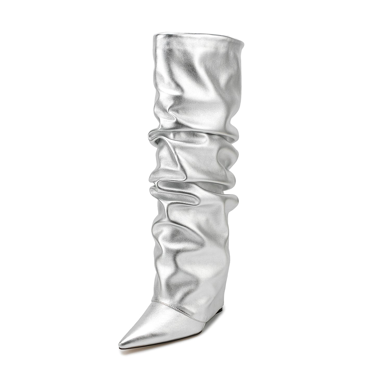 Katia Metallic Slip-on High Heel Boots 45