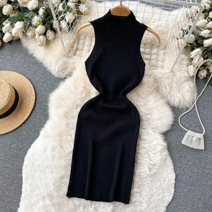 Sleeveless Slim Knitted Mini Bodycon Dresses
