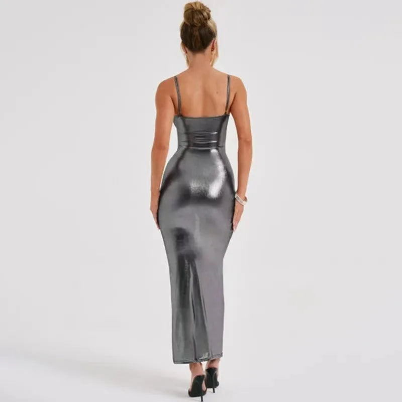 Shining Vintage Slim Kpop Goth Cheap Maxi Dresses