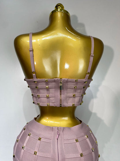 Celebrity High Quality Luxury Birthday Bandage Two Piece Set