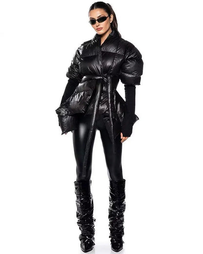 Celebrity High Quality Belt Thickened Bubble Coat