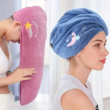 Quick Dry Shower Cap Turban for Women Girls Bathroom Super Absorbent Soft Towel Hair Dry Wrap Bonnets Cute Hair Drying Towel