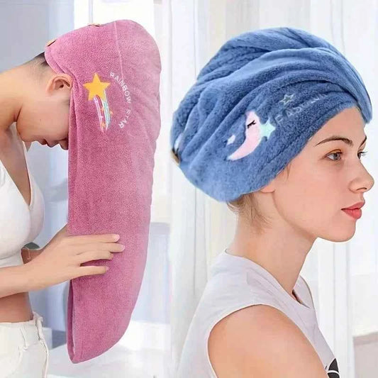Quick Dry Shower Cap Turban for Women Girls Bathroom Super Absorbent Soft Towel Hair Dry Wrap Bonnets Cute Hair Drying Towel