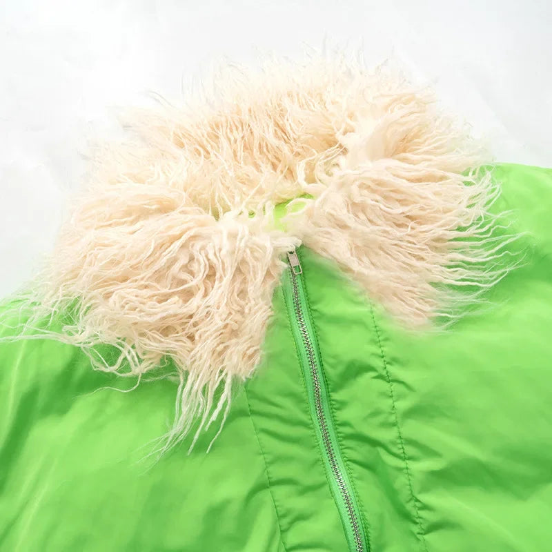 Brandi Fur Collar Bubble Puff Slim Crop Jackets