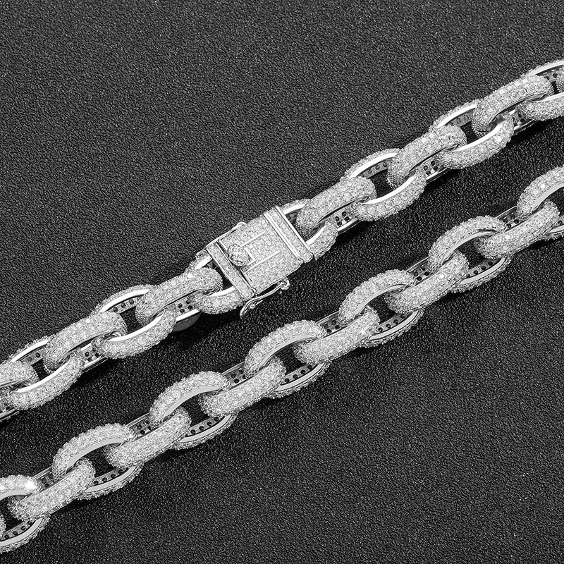 7"-24" Hip Hop 5A+ CZ Stone Paved Bling Iced Out O Shape Link Chain Necklaces (Gold Silver Color Gift)