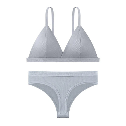 Push Up Bra Non-wire 1/3 Cup Bras + Thongs Lingerie Sets