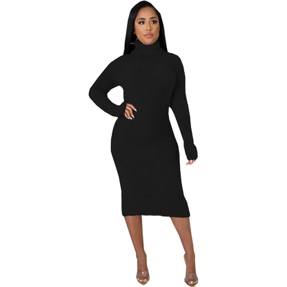Solid color crew neck sweater dress JX5389