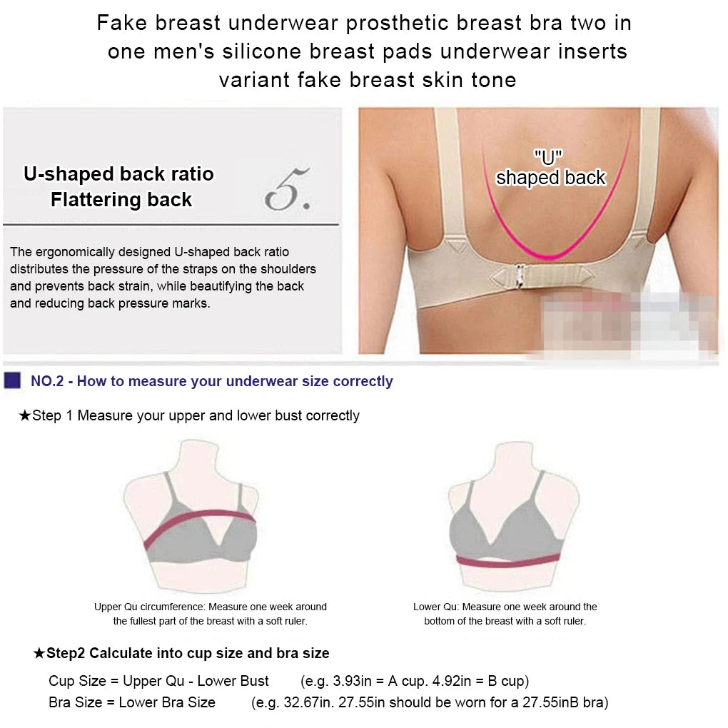 Fake Boobs 500-1400g Skin Friendly A-D Cup Bra