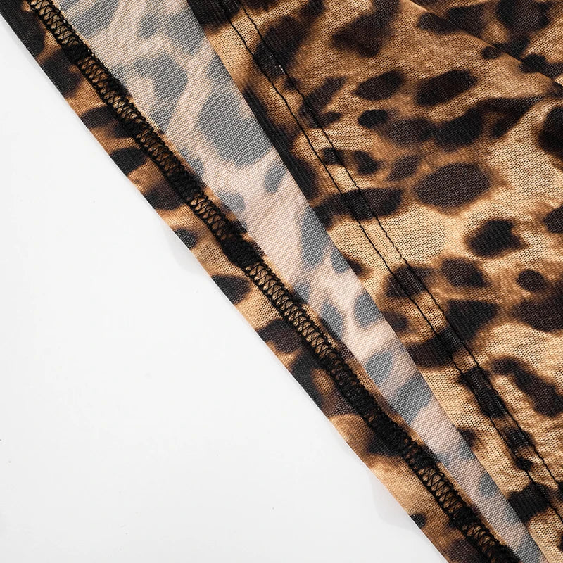 Mermaid Leopard Print Low-Neck Midnight Dresses