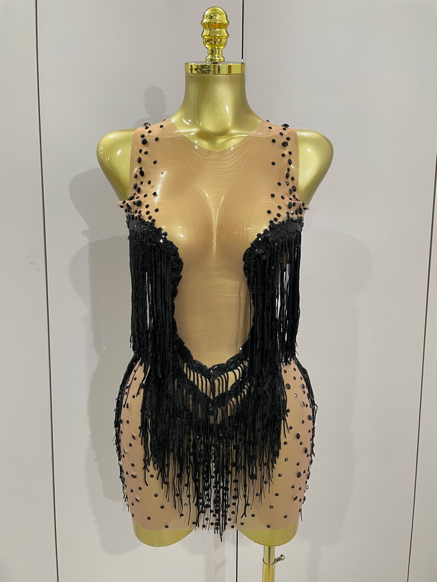 Luxury Sparkly Rhinestone Sequin Tassel Coat + Dress