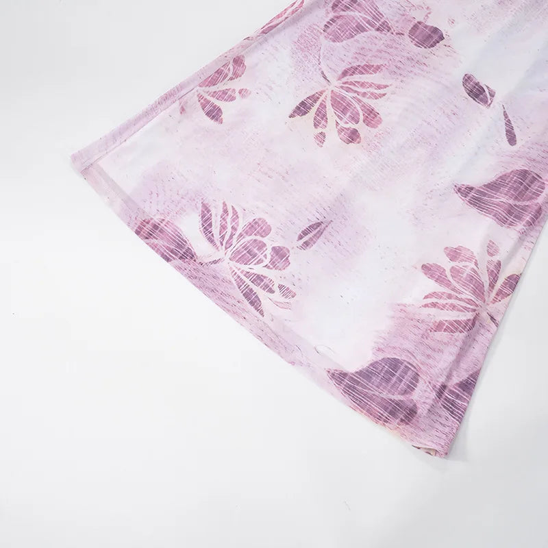 Floral Long Slim Bodycon Backless Maxi Dresses