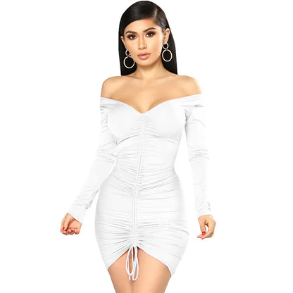Big V-neck slightly wrinkled chest wrap dresses