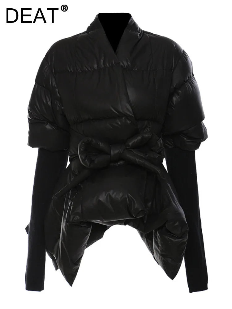 Cotton-padded Coat Lapel Loose Zipper Solid Color Coats