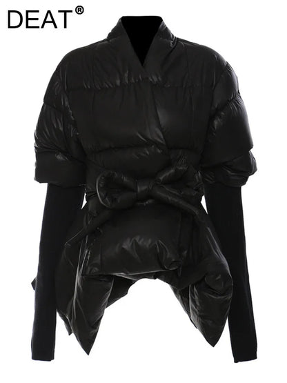 Cotton-padded Coat Lapel Loose Zipper Solid Color Coats