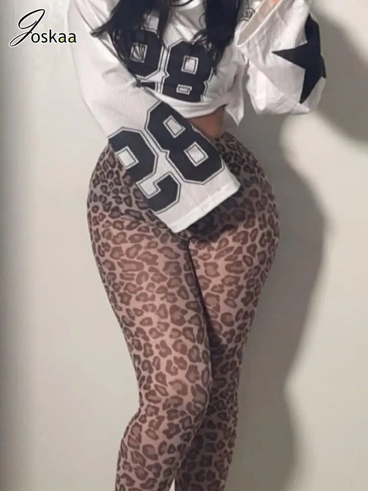 Women Leggings Camouflage Leopard Print High Waisted Hip Yoga Pants (Vintage Streetwear)