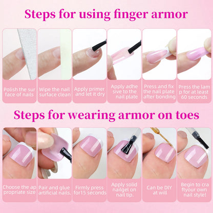 144pcs Shiny French Hand + Foot Nail Set (square)