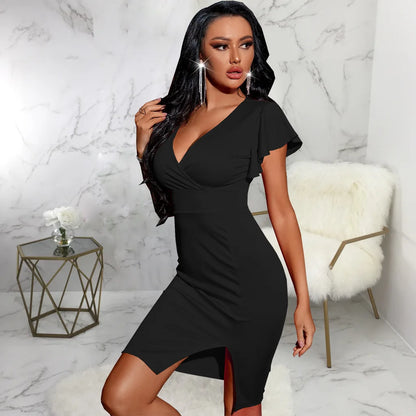 Night Slim V-Neck Dresses