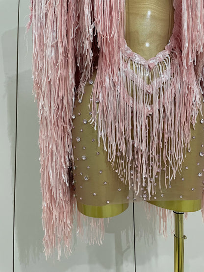 Luxury Sparkly Rhinestone Sequin Tassel Coat + Dress