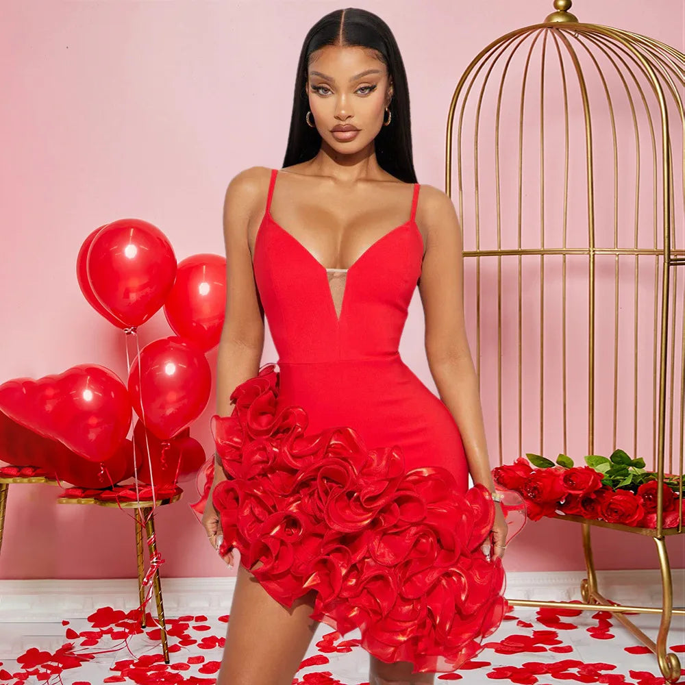 Luxury Ruffles Sleeveless Bodycon Pleated Mini Dresses